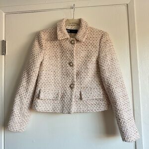 Zara Blush and Ivory Tweed Jacket